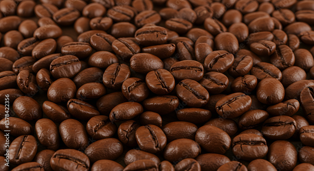 Obraz premium Roasted Coffee Beans Close-Up Texture