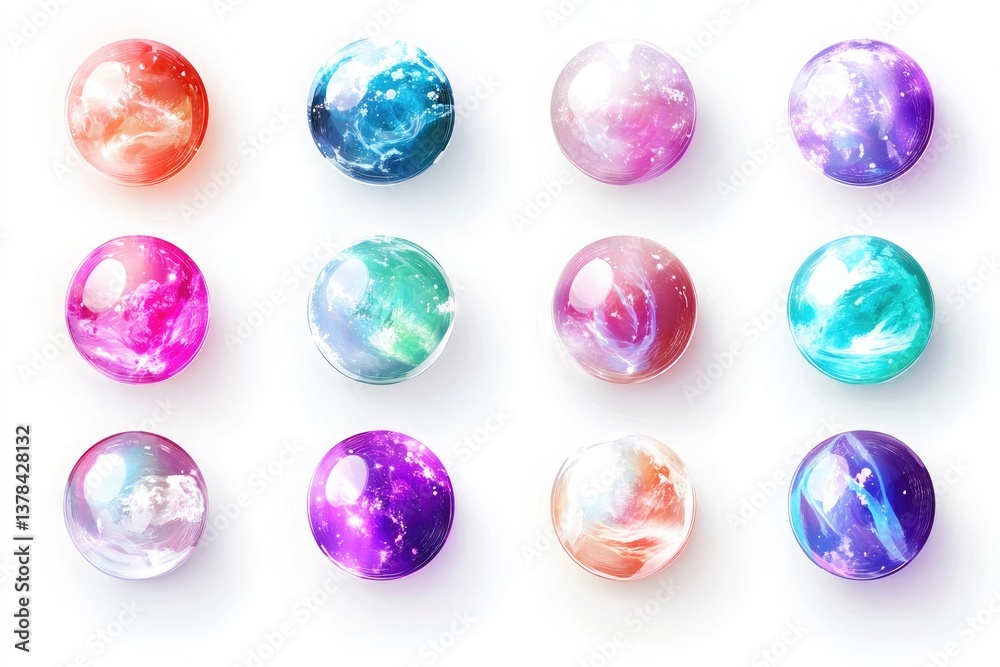 Collection of Various luminous orbs with glowing effects isolate on white background Collection of Various luminous orbs with glowing effects isolate on white background