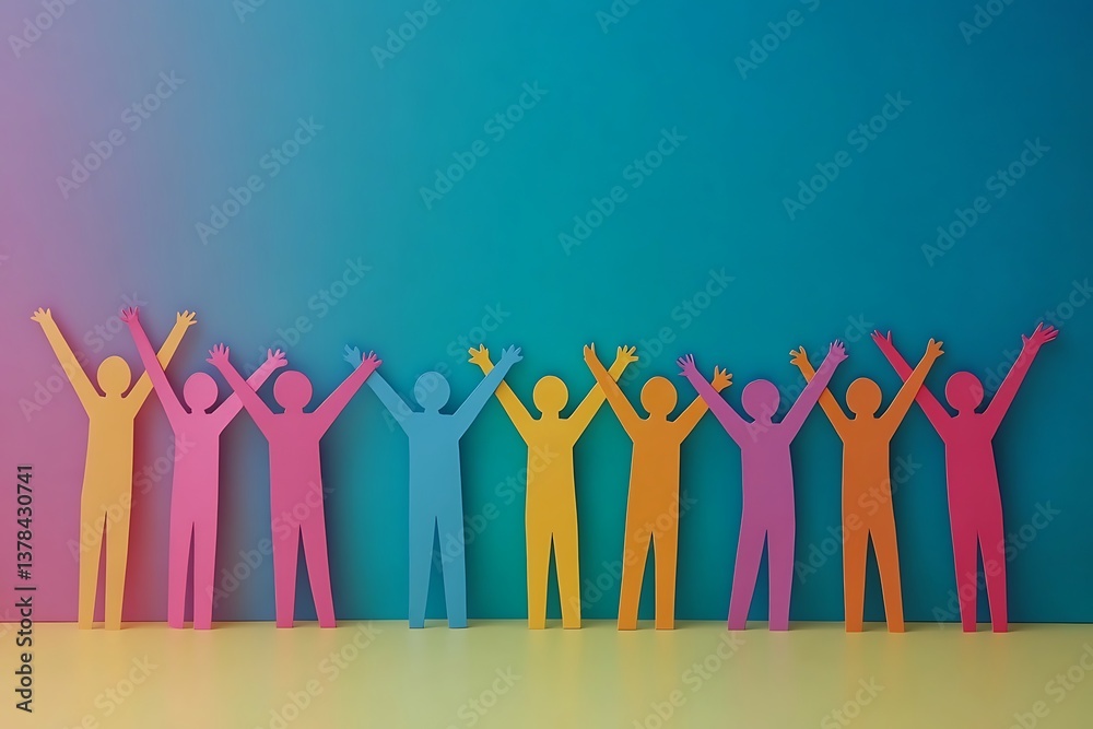 Fototapeta premium Colorful Paper People Teamwork Cutouts2
