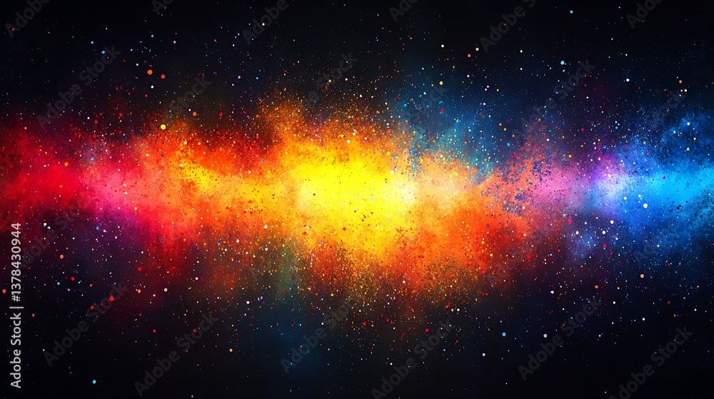Fototapeta premium Vibrant colorful cosmic cloud with radiant bright illuminated patterns
