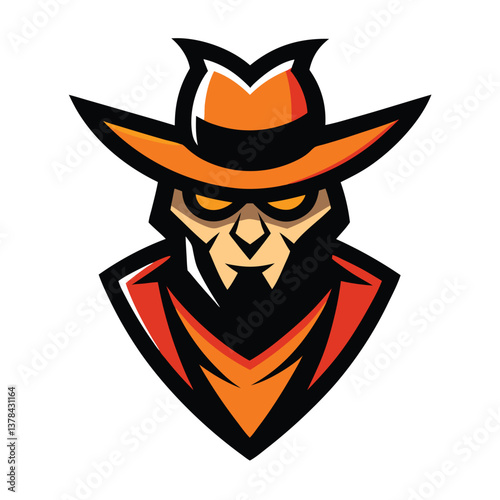Mascot Stylish Grim Reaper with Orange Hat on White Background