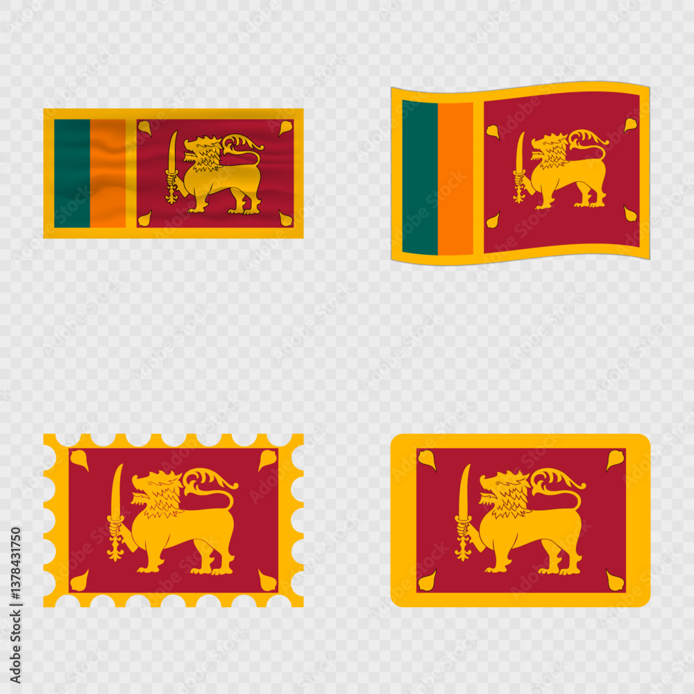 Obraz premium Sri Lanka national flag in four different styles.