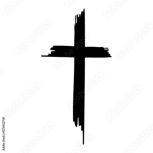 Religious Cross in Brush Stroke Style - Artistic Spiritual Symbol