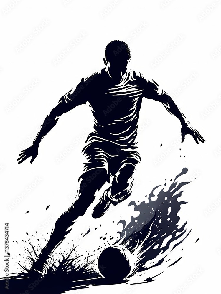 Fototapeta premium Powerful Soccer Player Silhouette Action Shot Dynamic Sports Graphic