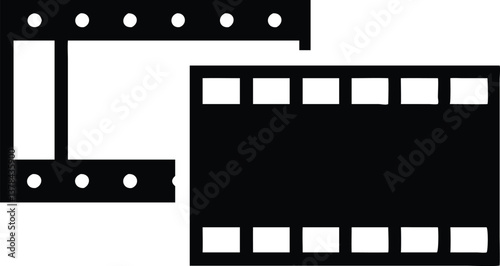 Black Film Strip with Sprocket Holes on Transparent Background