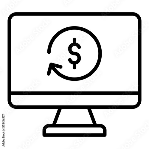 Auto Payment Setup Icon. Recurring transaction symbol. Digital finance and automated billing - stock vector. Outline Icon