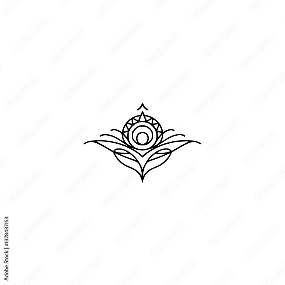 Fototapeta premium Elegant Minimalist Floral Logo Design, Geometric, Black & White