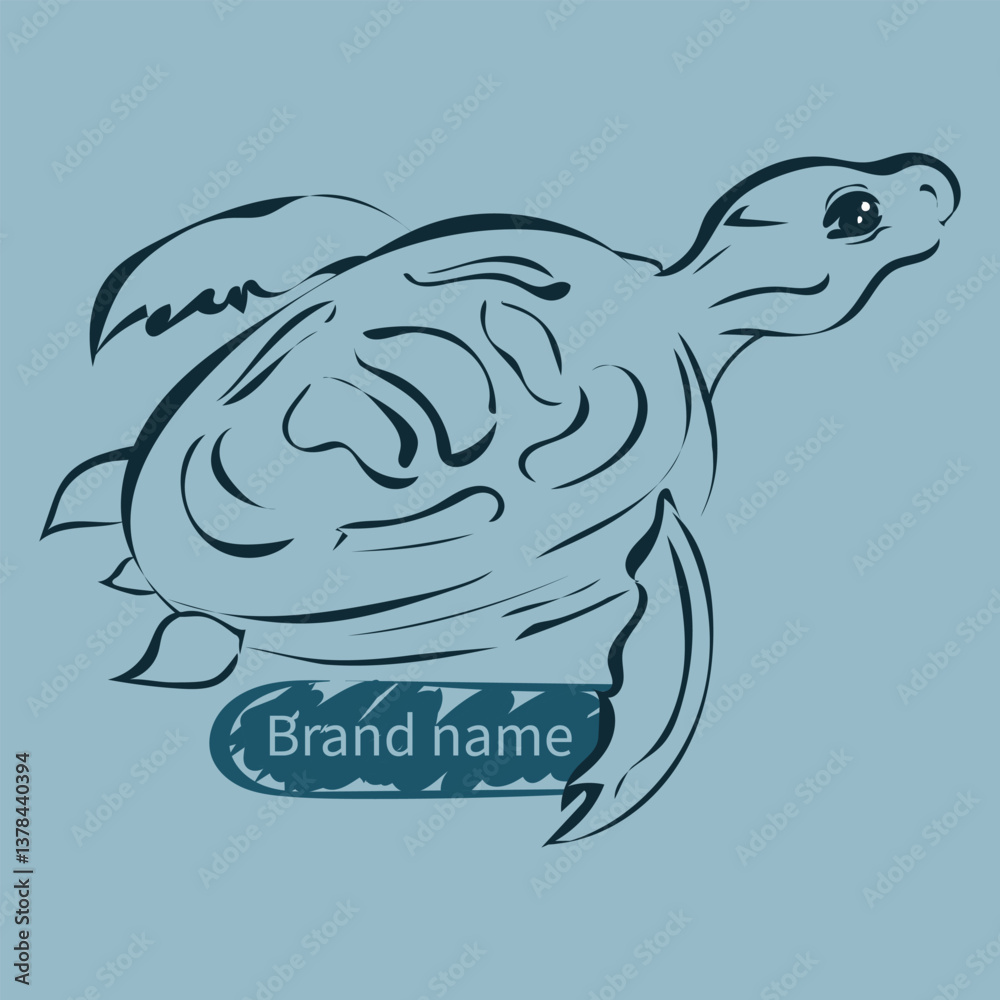Naklejka premium Turtle Sketch Logo – Hand-Drawn Style