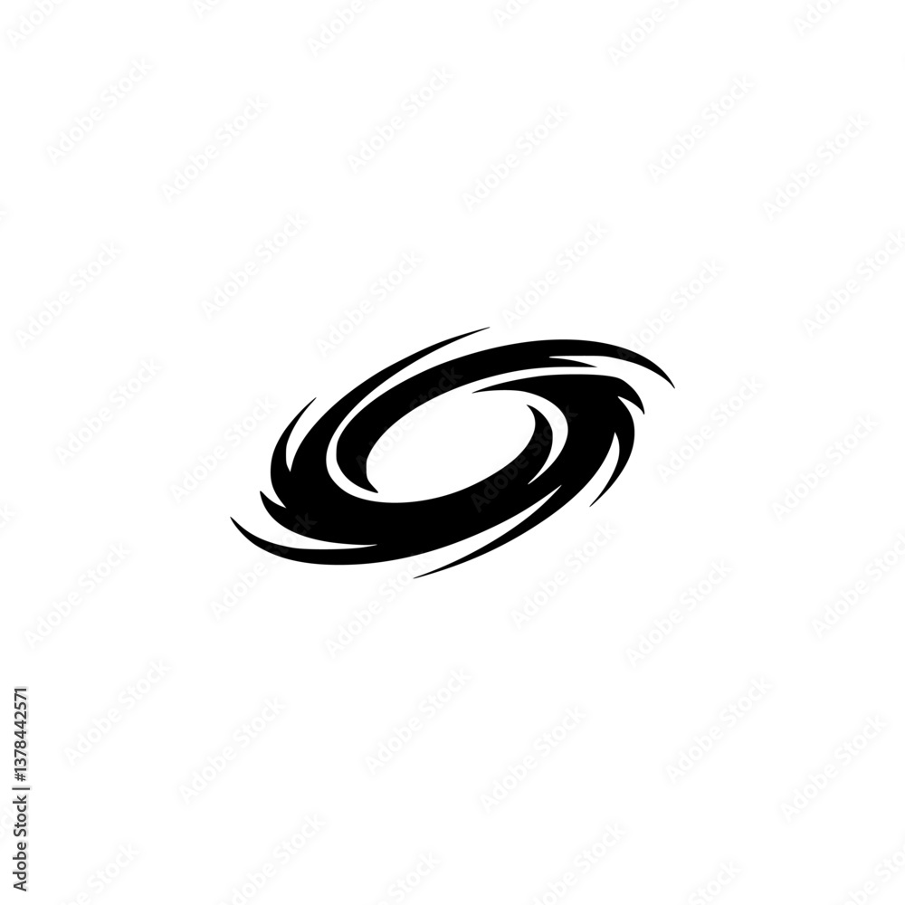 Black Whirlwind Logo on White Background - Abstract Design