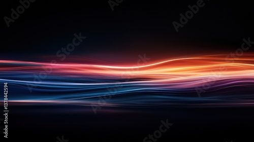 Abstract Digital Visualization of Audio Frequencies in Vibrant Colors with Flowing Light Effects