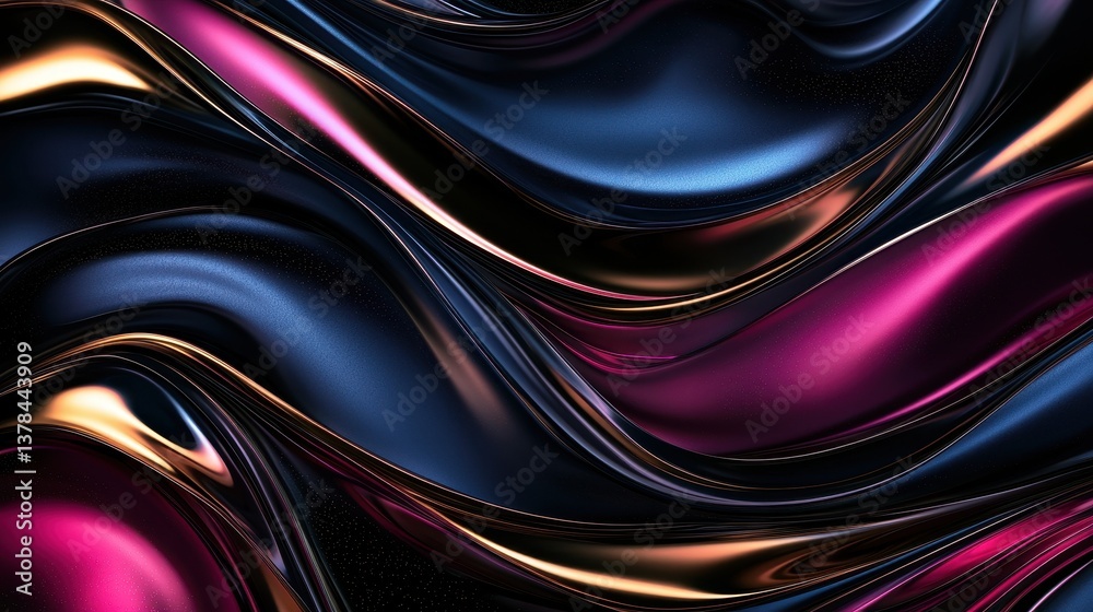 Obraz premium Elegant Cosmic Visualization of Sound Waves in Smooth Flowing Textures and Colors for Creative Projects