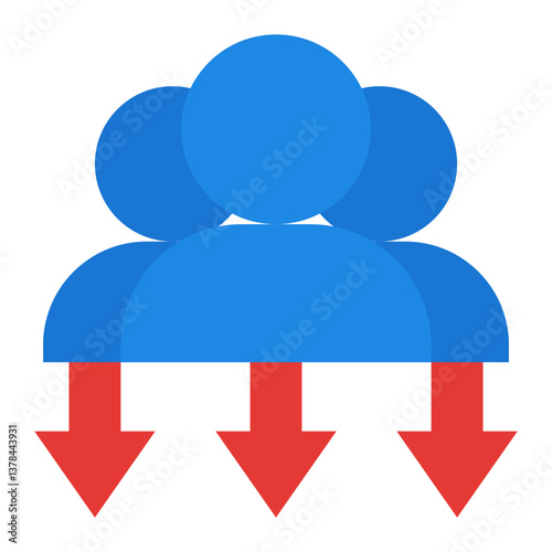 Workforce Reduction Icon. Corporate downsizing symbol. Economic impact and job loss - stock vector. Flat Icon