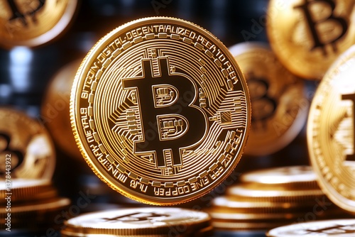 Bitcoin Coins in Flight photo