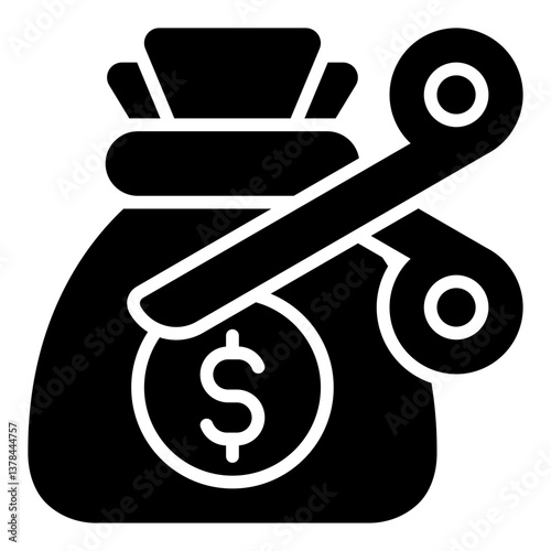 Cost Cutting Measures Icon. Budget reduction symbol. Financial strategy and corporate downsizing - stock vector. Glyph Icon