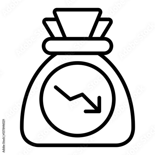 Loss of Income Icon. Financial hardship symbol. Job loss impact and economic recession - stock vector. Outline Icon