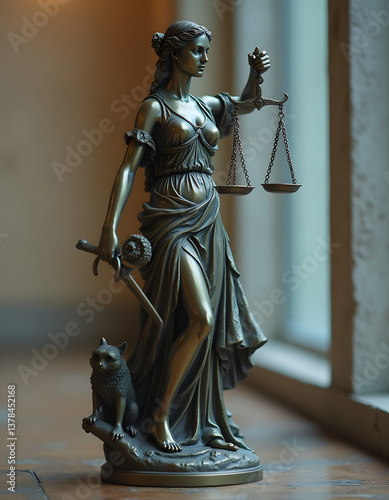 Artificial intelligence-generated images of statue of justice