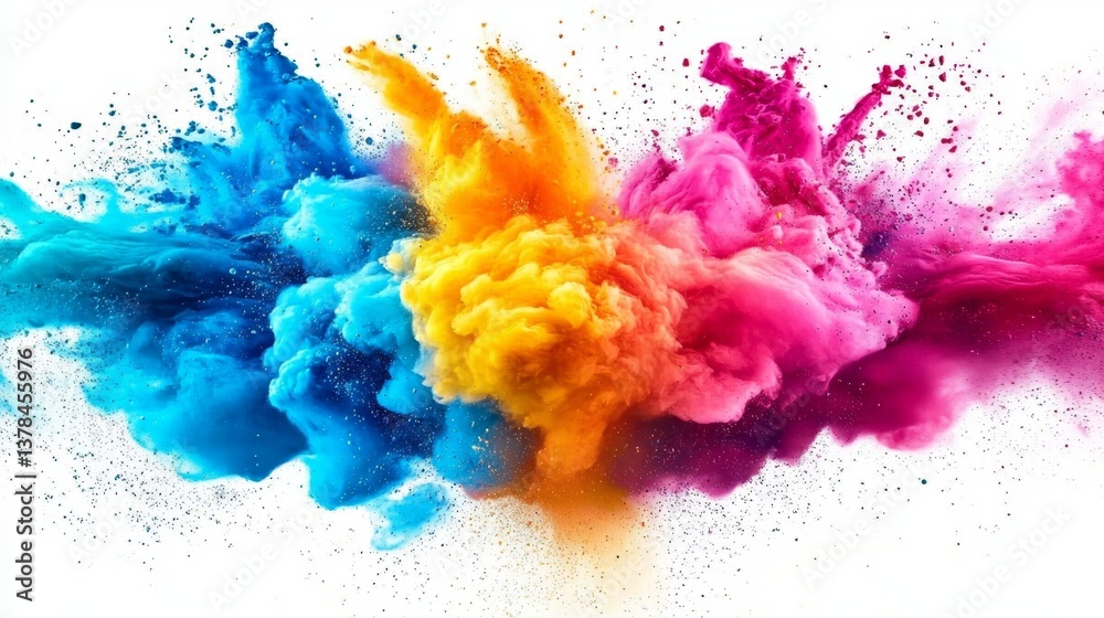 Fototapeta premium Artistic representation of colorful powders creating a festive atmosphere.
