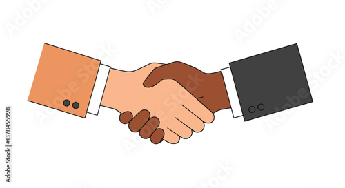 Hands shaking in agreement detailed flat vector art illustration