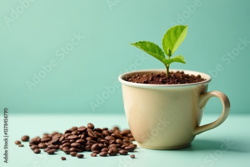 Biodegradable coffee cup with embedded seed pod, zero-waste, coffee, plant a tree