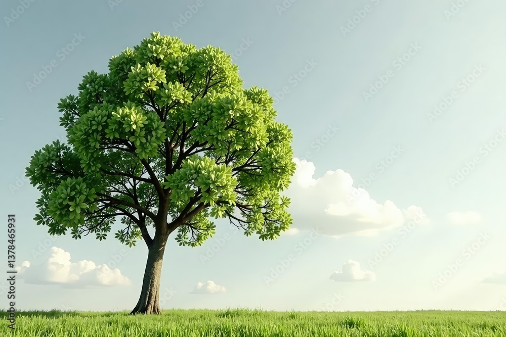 Obraz premium Single tree against a grey sky with white clouds, branches, clear, serene