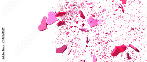 Red heart love confettis. V...