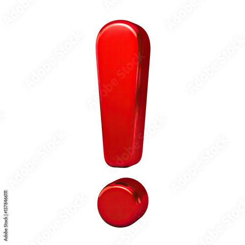 red exclamation mark on transparent background. 3d exclamation mark in png format