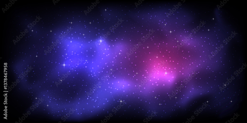 Fototapeta premium Blue purple stardust in deep universe milky way galaxy background vector