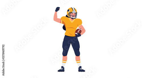 Football player celebrating a touchdown in flat, colorful vector art
