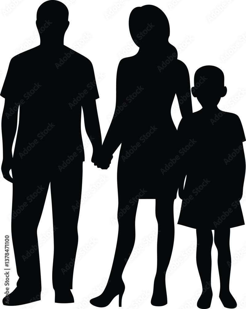 custom made wallpaper toronto digitalSilhouette of Caucasian Family Holding Hands on a Transparent Background Design