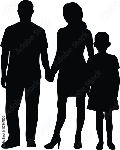 Wallpaper Mural Silhouette of Caucasian Family Holding Hands on a Transparent Background Design Torontodigital.ca