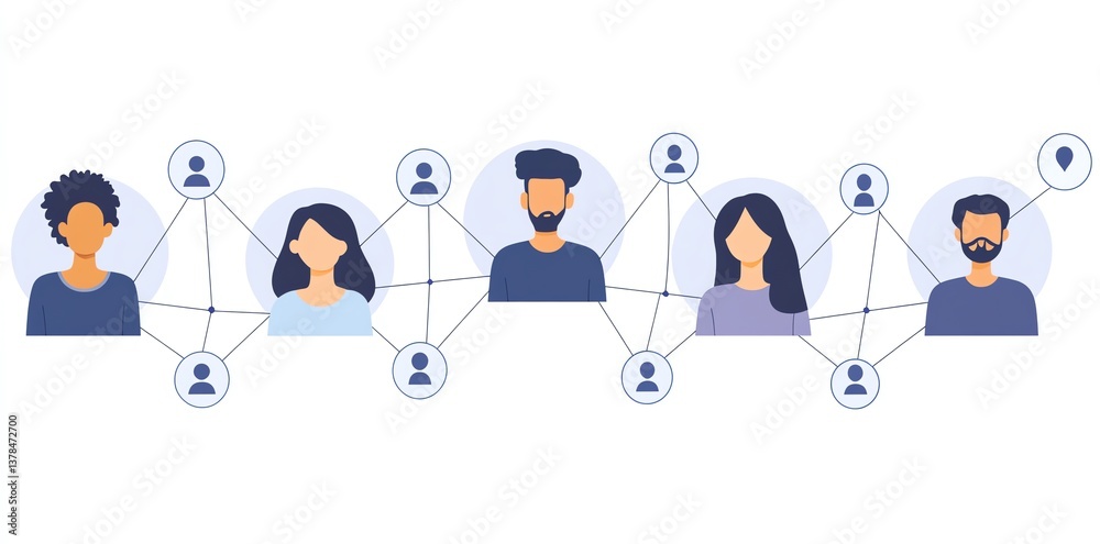 People Network Connecting Flat Graphic Illustration for Social Communication People Network Connecting Flat Graphic Illustration for Social Communication