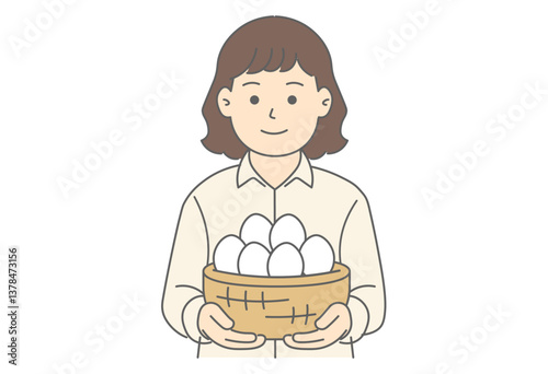 Woman Holding Eggs Illustration