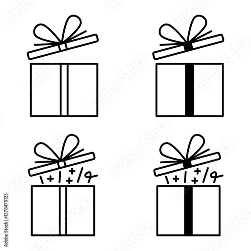 Gift Box Icon Set. Gift Box Vector Icon in line style design. Gift Box Symbol. Vector illustration.