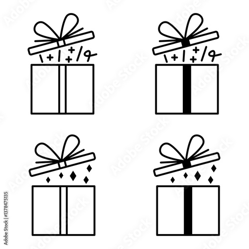 Gift Box Icon Set. Gift Box Vector Icon in line style design. Gift Box Symbol. Vector illustration.