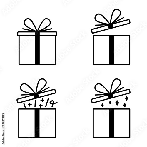 Gift Box Icon Set. Gift Box Vector Icon in line style design. Gift Box Symbol. Vector illustration.
