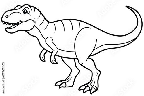 T Rex Dinosaur Outline, Prehistoric Reptile Drawing, on Transparent