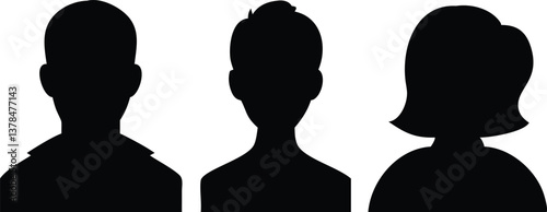 Trio Profile Silhouettes with Transparent Background Male, Female, Non Binary
