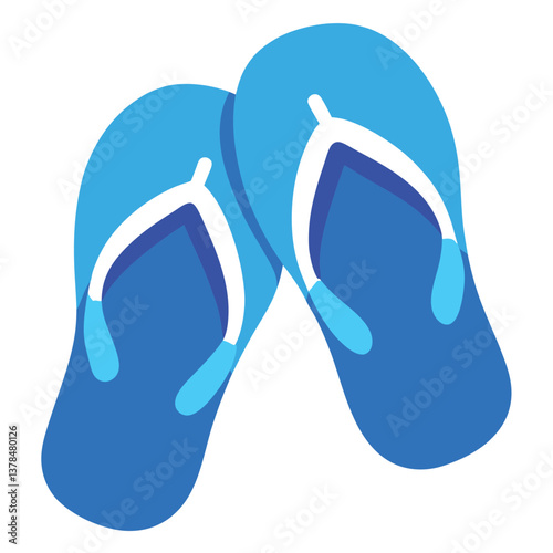 Blue Flip Flops Pair Isolated on White Background Summer Style