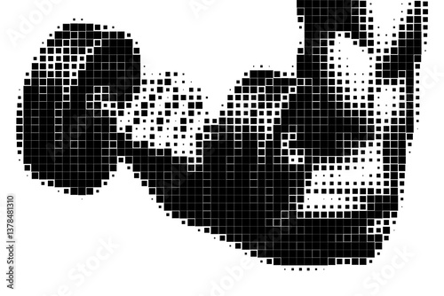 Pixelated Arm Lifting Dumbbell Silhouette