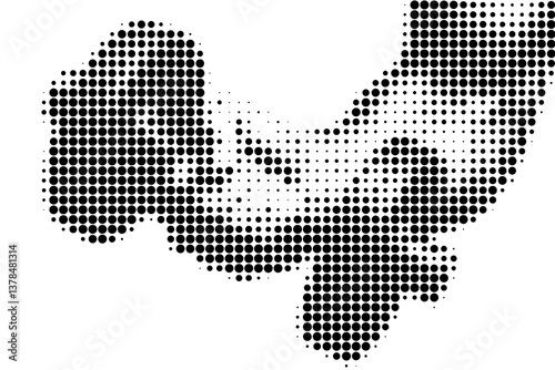 Halftone Bicep Silhouette in Black Dots