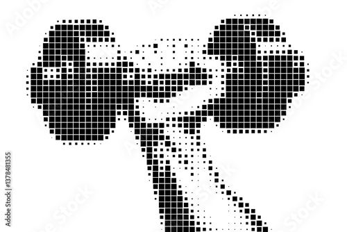 Pixelated Grid Dumbbell and Arm Illustration