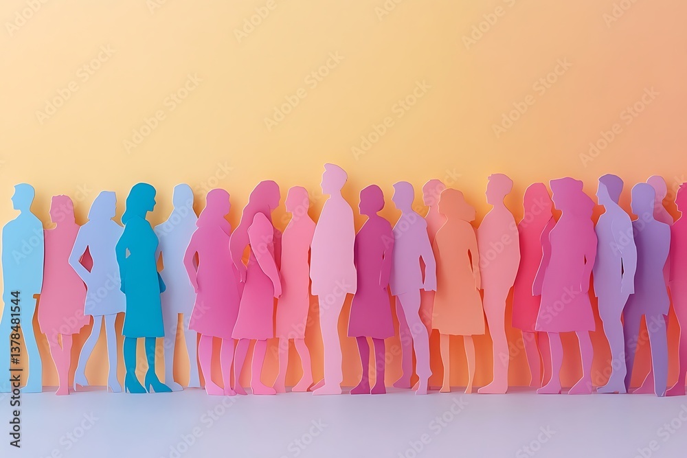 Obraz premium Colorful People Cutouts Social Group Success Celebration