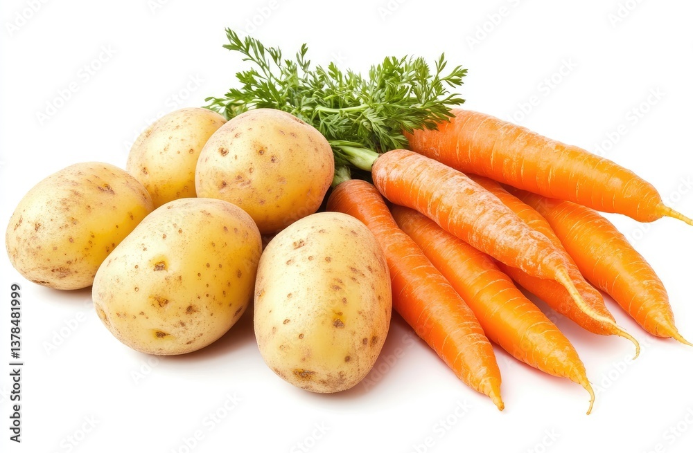 Fresh potatoes and carrots Fresh potatoes and carrots