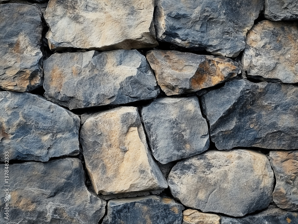 Natural stone wall texture with blue and gray tones Natural stone wall texture with blue and gray tones