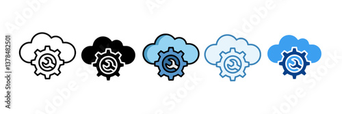 Cloud Services  Icon Set Multiple Style Collection