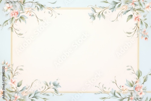 Wallpaper Mural Painting of vintage leaves border backgrounds pattern rectangle. Torontodigital.ca
