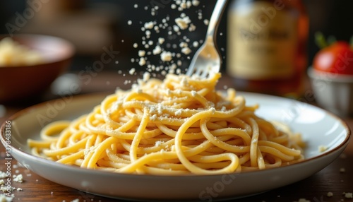 Delicious Classic Italian Pasta with Cheese Sprinkled on Top