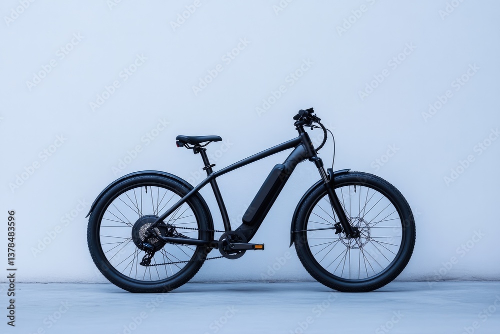 Fototapeta premium Sleek electric bike showcased against minimalistic backdrop, emp