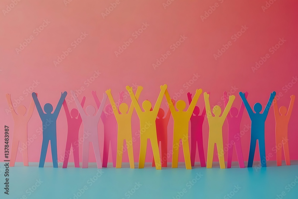 Fototapeta premium Colorful People Figures Celebrating Unity