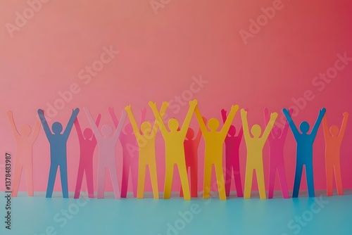 Colorful People Figures Celebrating Unity